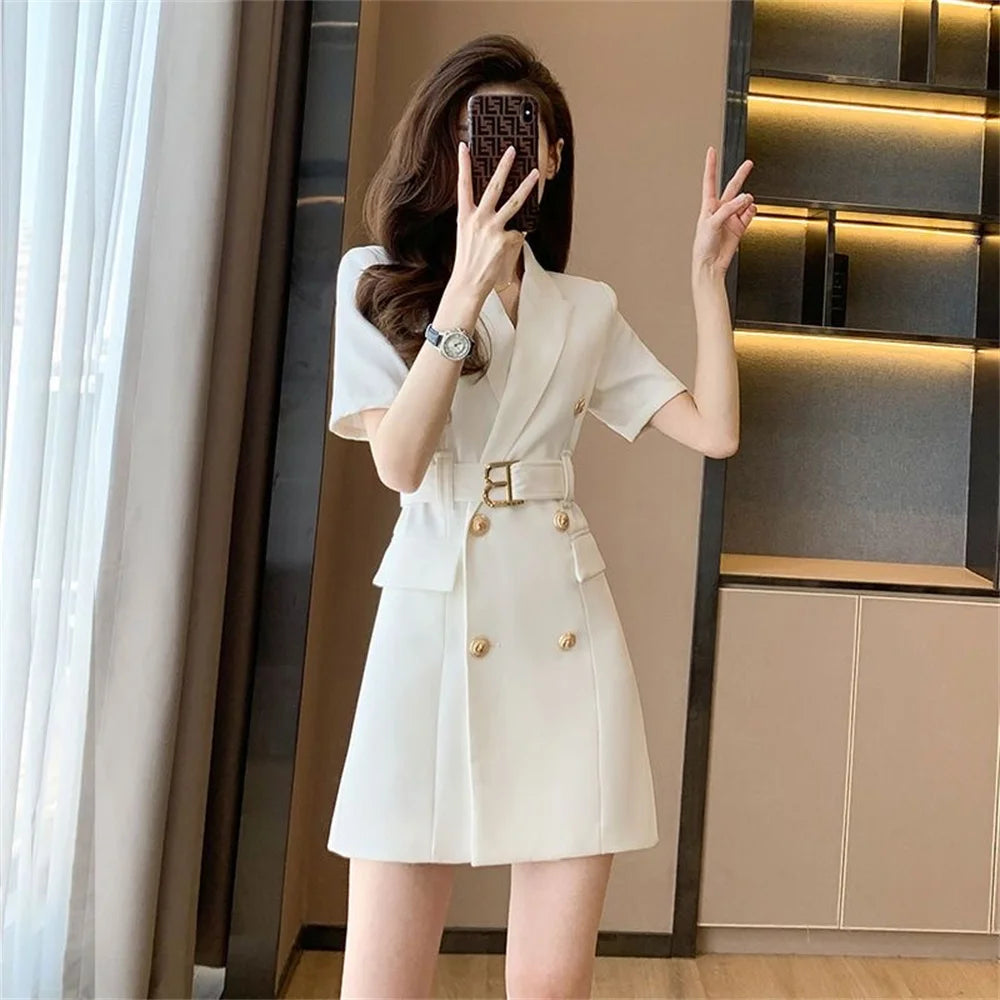 Spring Summer New Women's Fashion Temperament Small Fragrance French High-Grade White Dress Summer Niche Design Short Skirt Suit