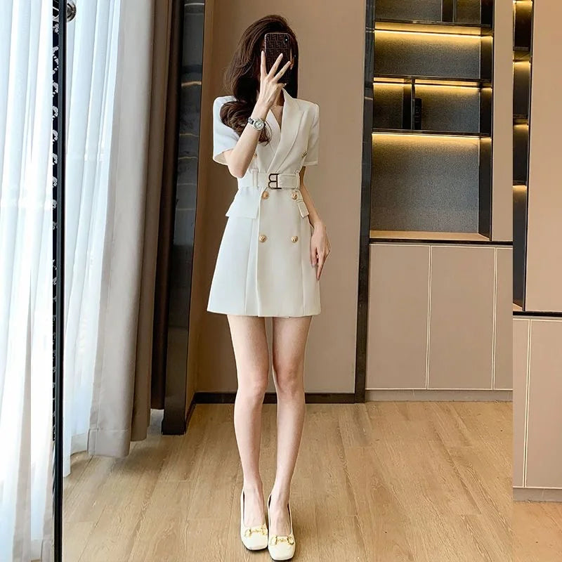 Spring Summer New Women's Fashion Temperament Small Fragrance French High-Grade White Dress Summer Niche Design Short Skirt Suit